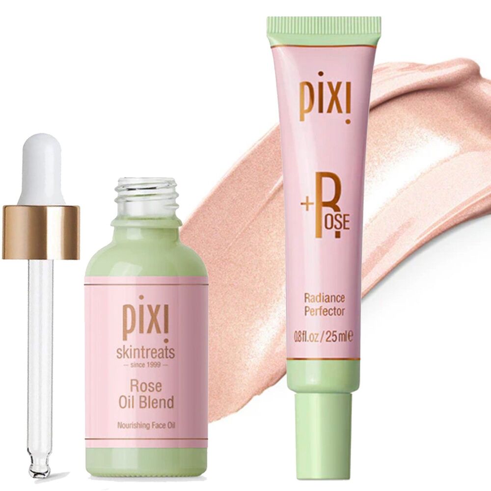 Pixi Dewy Skin Bundle: Rose Nourishing Facial Oil & +Rose Radiance Perfector